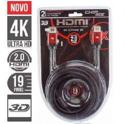 CABO HDMI 2.0 2M 4K ULTRAHD 19PINOS FILTRO BLISTER