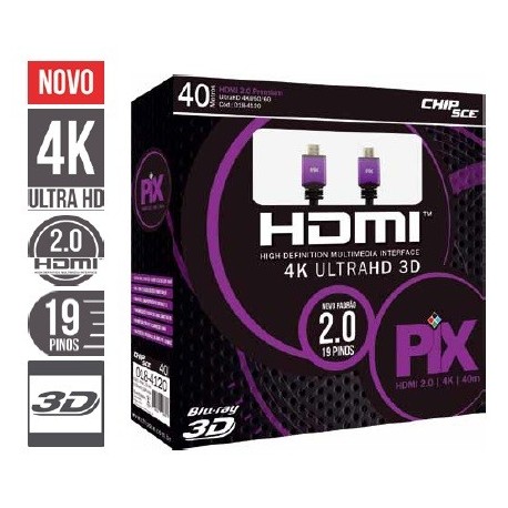 CABO HDMI 2.0 40M 4K ULTRAHD FILTRO 19PINOS C REPETIDOR