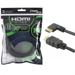 CABO HDMI CLASSIC 90 GRAUS 2.0 3M 4K HDR 19P GOLD