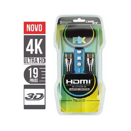 CABO HDMI 1.4 2M PLUG LED 4K ULTRA HD