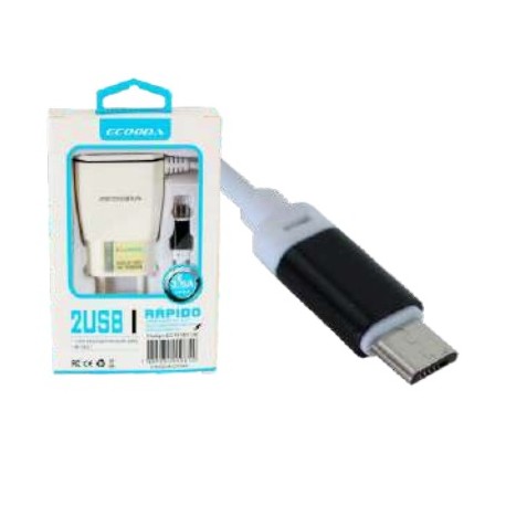 CARREGADOR USB V8 3.6A 2 SAIDAS